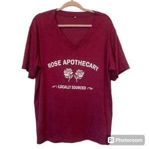 Rose Apothecary Soft Maroon & White Plus Size Short Sleeve Lounge Tee 3XL E1
